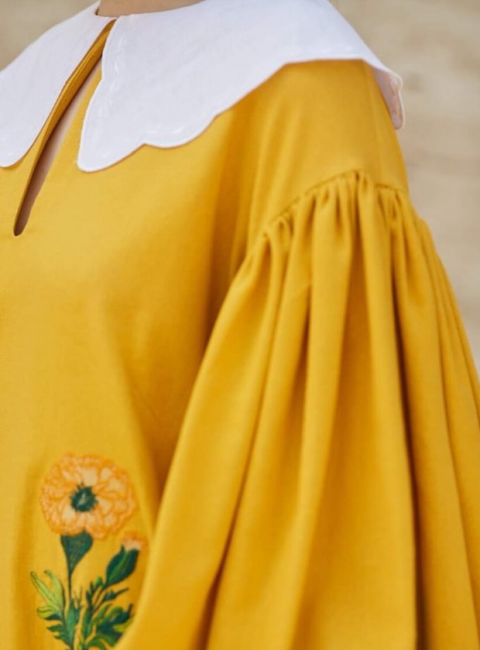 Льняное платье с вышивкой Beautiful Anet ZHPN_BA_SS20_Yellow, фото 1 - в интернет магазине KAPSULA