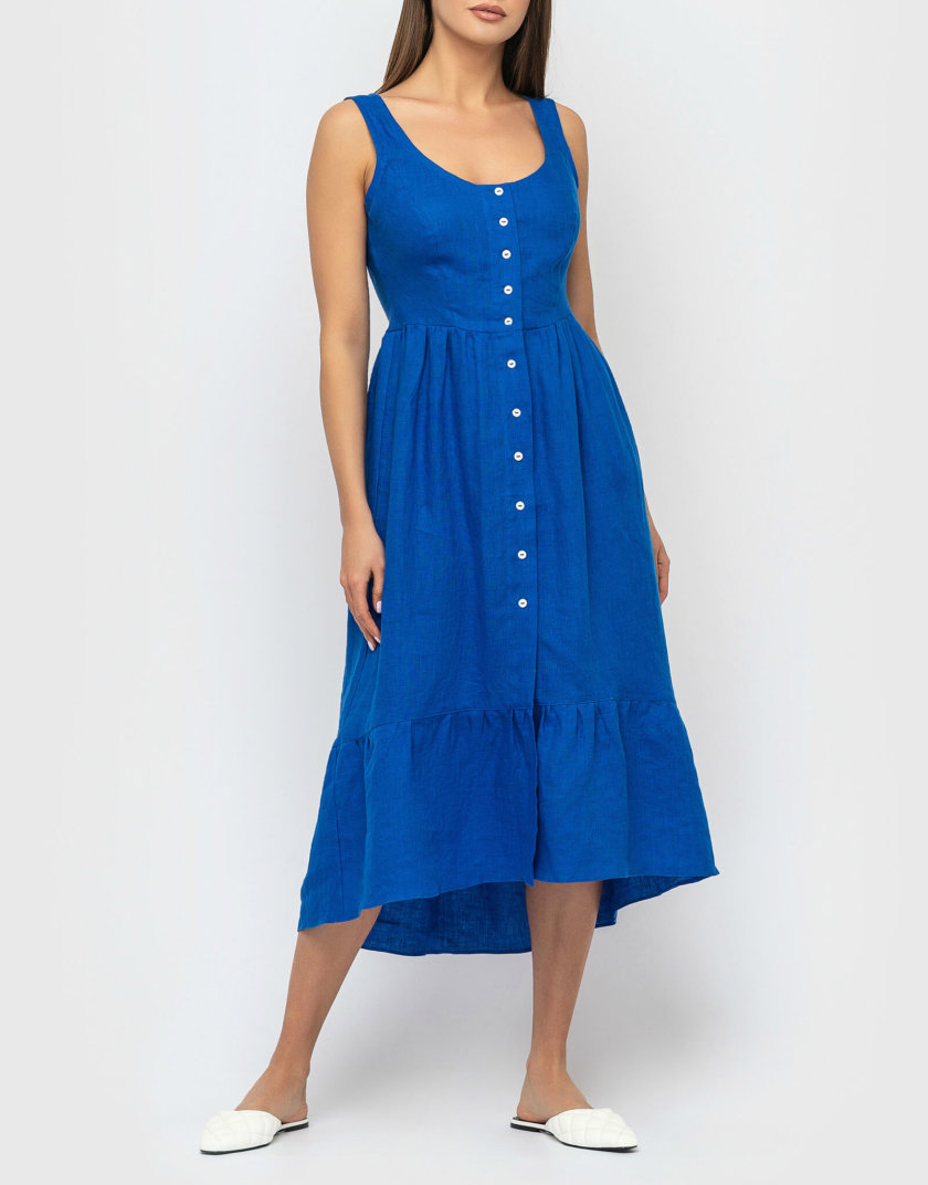 Платье из льна с воланом MRND_М51-2, фото 1 - в интернет магазине KAPSULA