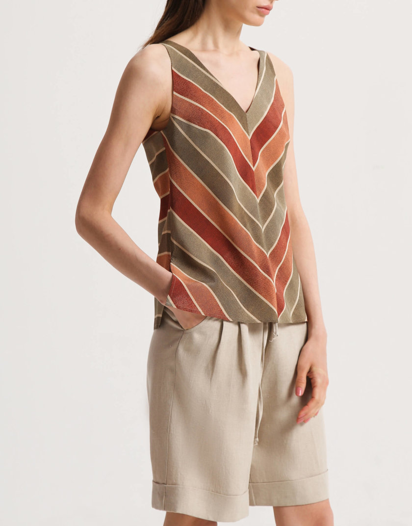 Шелковая блуза с V-вырезом SHKO_20014002, фото 1 - в интернет магазине KAPSULA