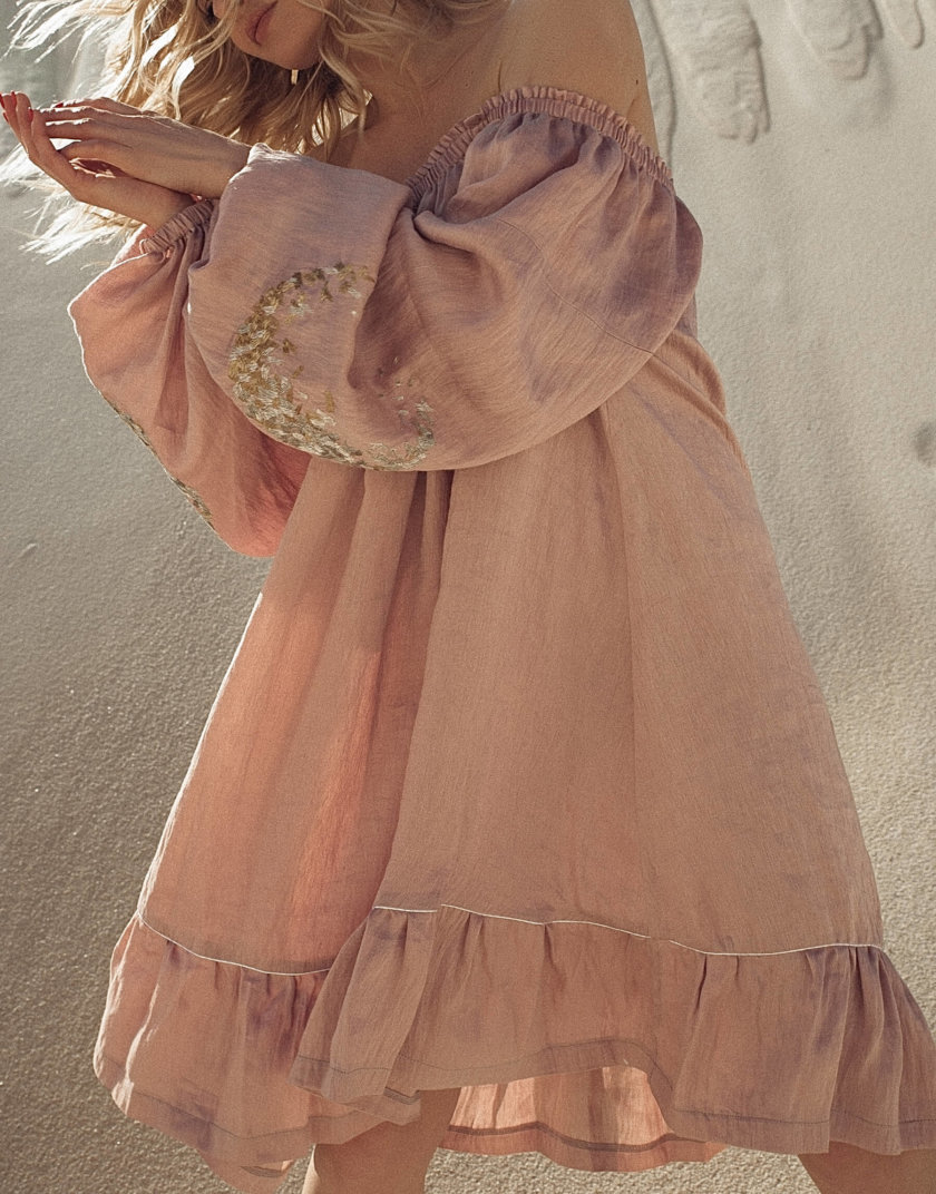 Льняное платье со спущенными плечами WNDR_ss20_dsp_04, фото 1 - в интернет магазине KAPSULA