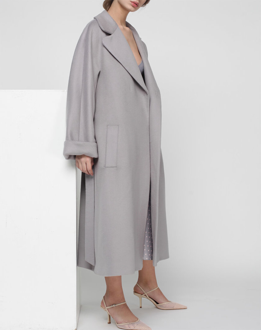Пальто на запах из шерсти MISS_JA-010-grey-coat, фото 1 - в интернет магазине KAPSULA