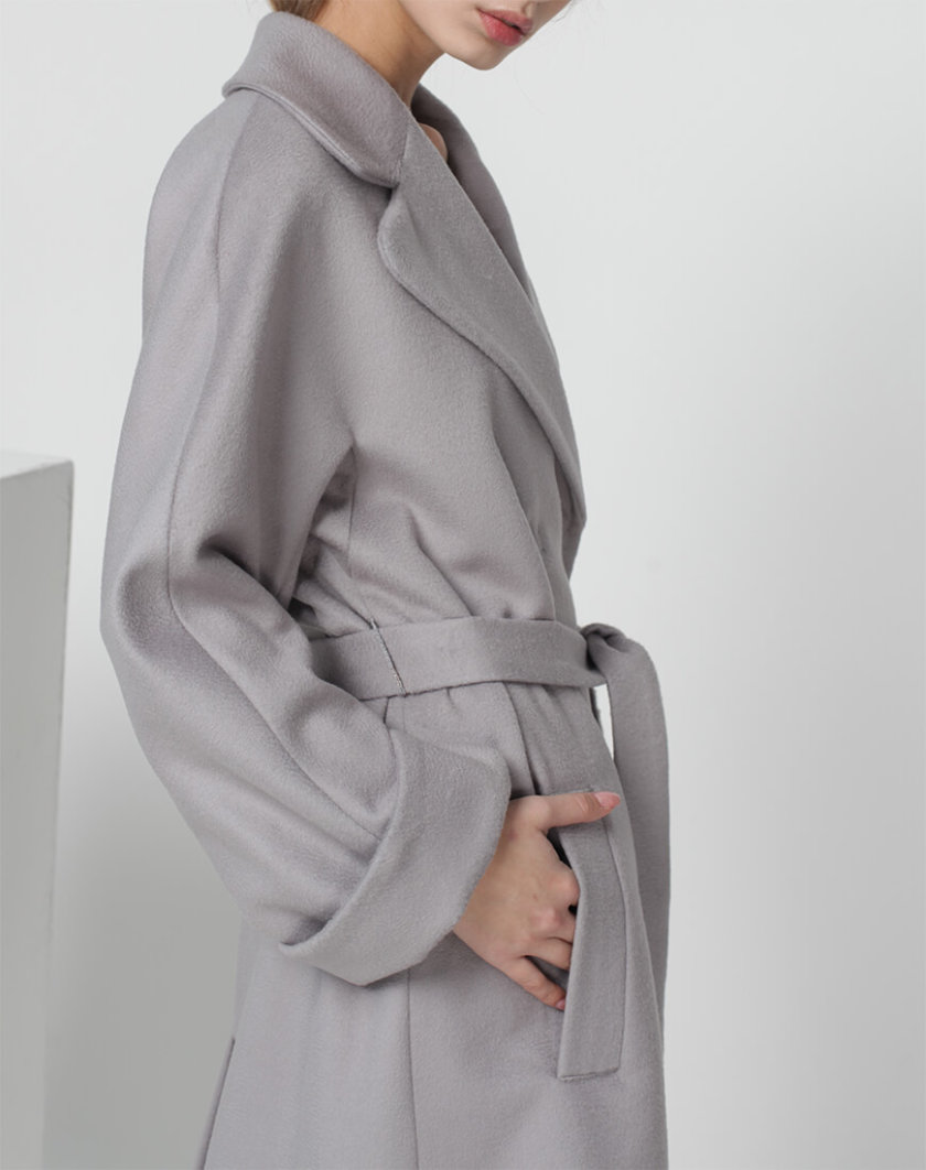 Пальто на запах из шерсти MISS_JA-010-grey-coat, фото 1 - в интернет магазине KAPSULA