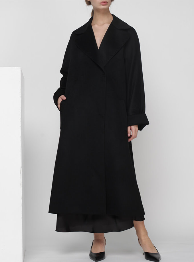 Пальто на запах из шерсти MISS_JA-010-black-coat, фото 1 - в интернет магазине KAPSULA