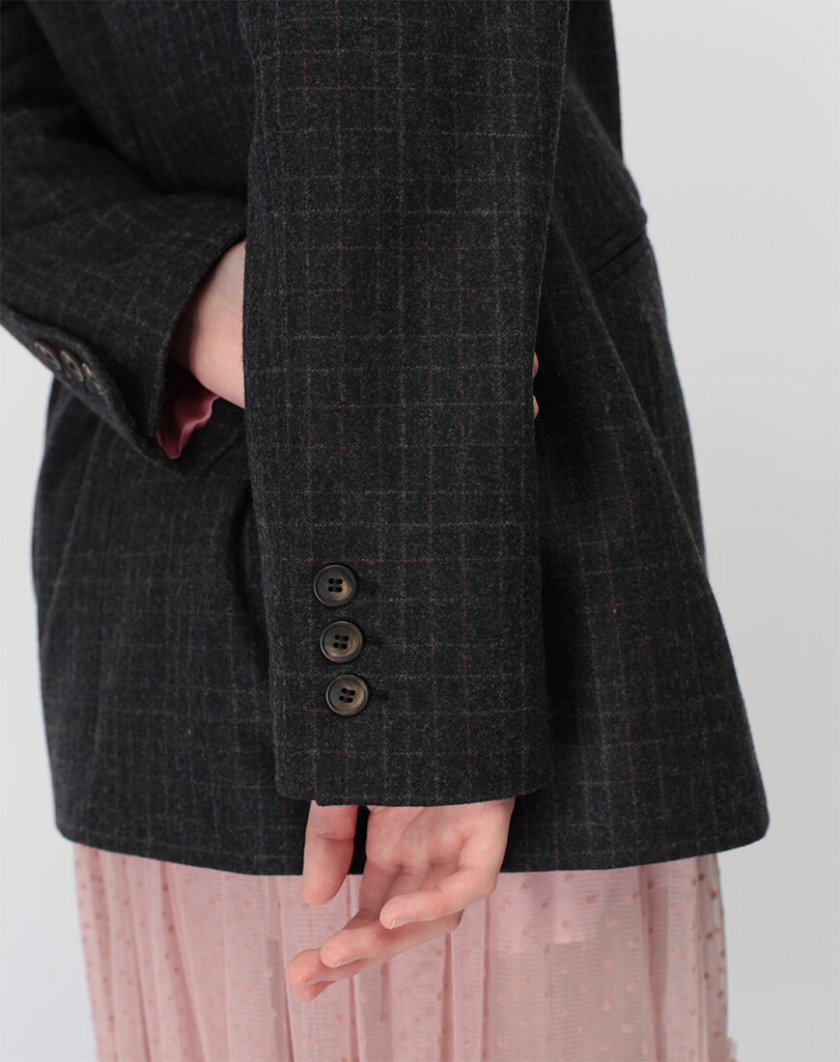 Жакет с удлиненным плечом из кашемира MISS_JA-009-grey, фото 1 - в интернет магазине KAPSULA