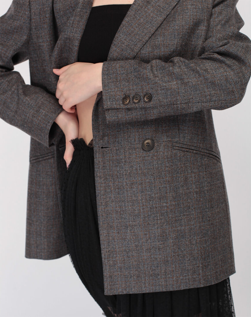 Жакет с удлиненным плечом из кашемира MISS_JA-009-silver, фото 1 - в интернет магазине KAPSULA