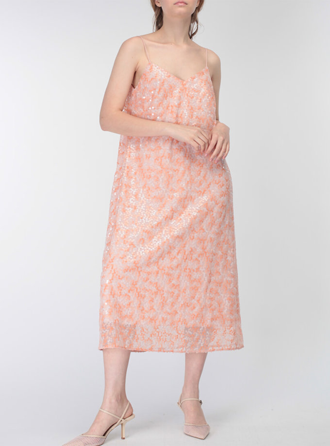 Платье с пайетками и V-вырезом сзади MISS_DR-031-pink, фото 1 - в интернет магазине KAPSULA
