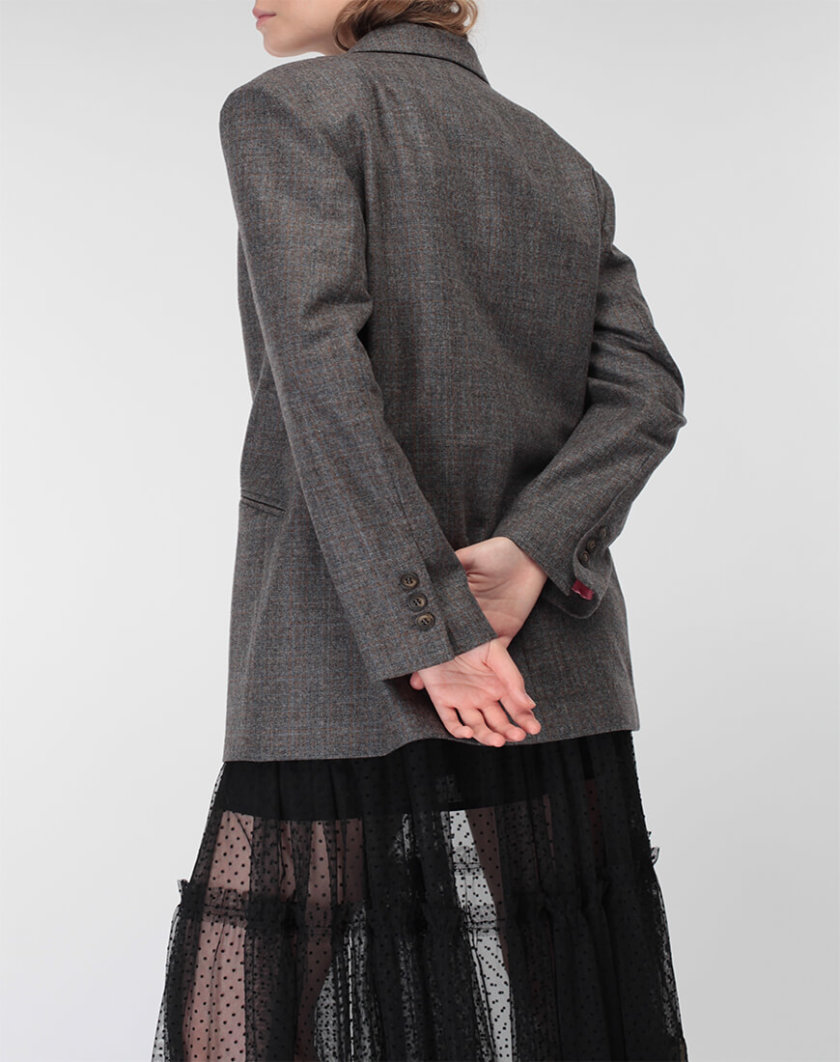 Жакет с удлиненным плечом из кашемира MISS_JA-009-silver, фото 1 - в интернет магазине KAPSULA