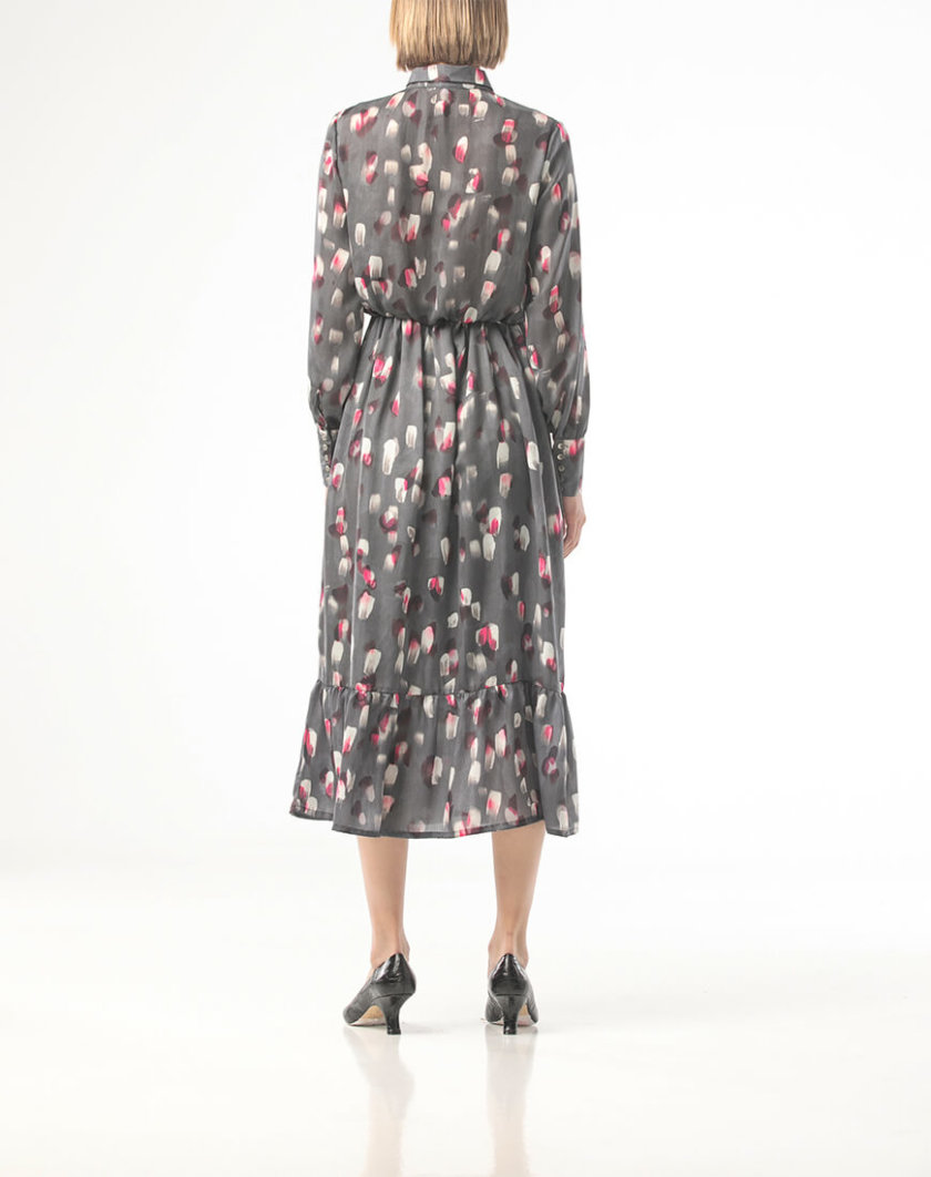 Серое платье в принт с мазками ALOT_100418, фото 1 - в интернет магазине KAPSULA