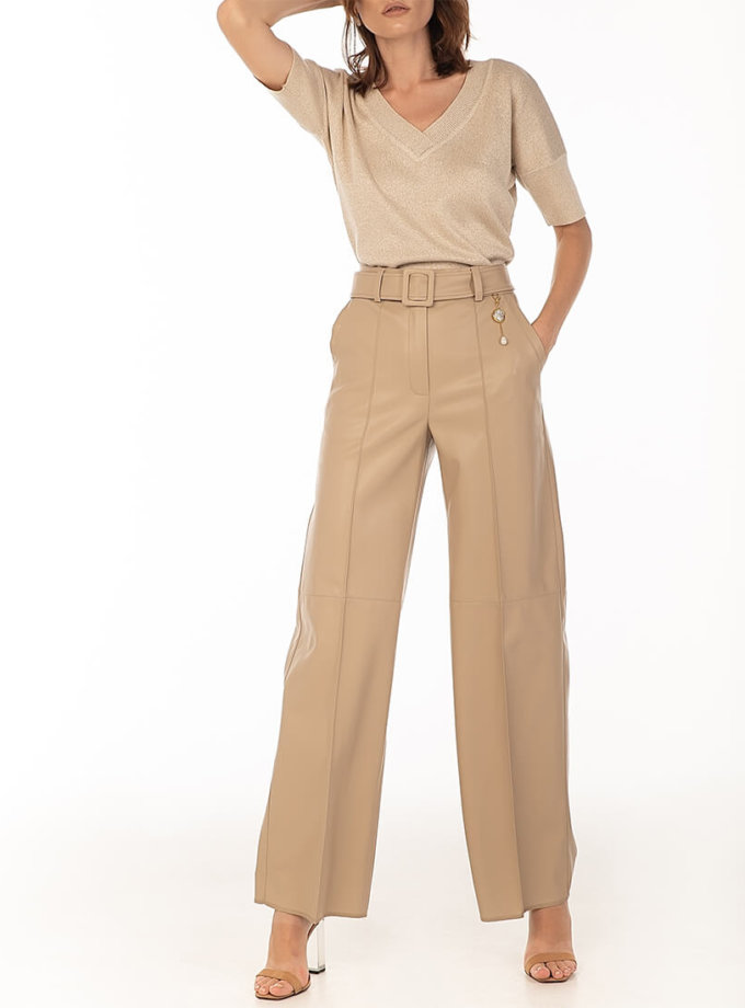 Широкие брюки из эко-кожи Beige WNDR_fw2021_wtbez_08, фото 1 Широкие брюки из эко-кожи Beige WNDR_fw2021_wtbez_08, фото 1 - в интернет магазине KAPSULA