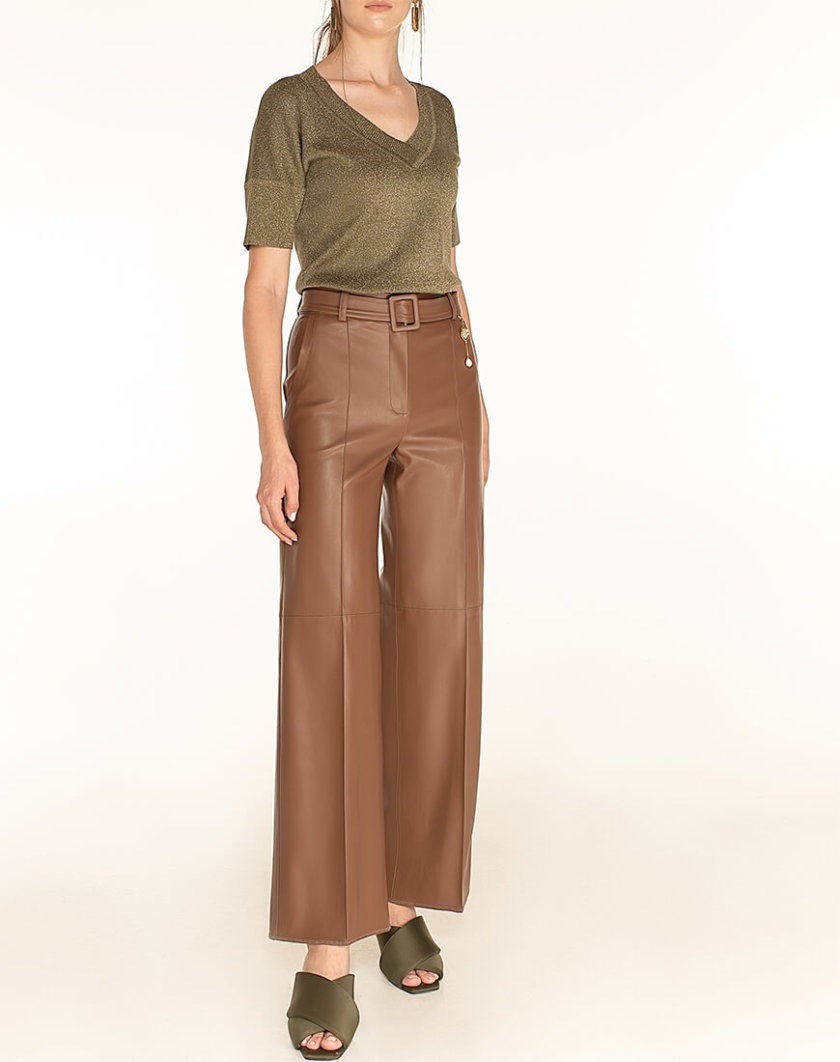 Широкі штани з еко-шкіри Brown WNDR_fw2021_wtbr_08, фото 1 - в интернет магазине KAPSULA