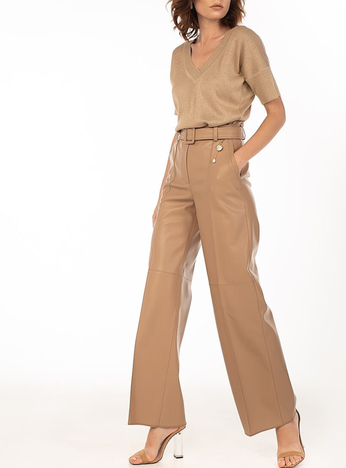 Широкие брюки из эко-кожи Caramel WNDR_fw2021_wtcar_08, фото 1 - в интернет магазине KAPSULA