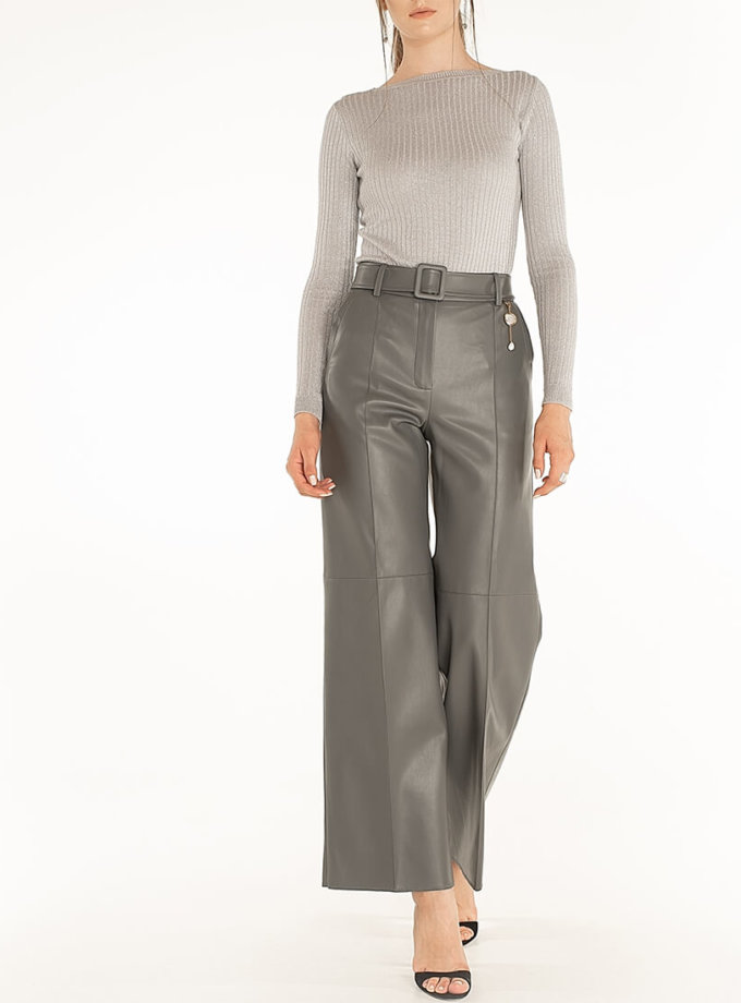 Широкие брюки из эко-кожи Gray WNDR_fw2021_wtgr_08, фото 1 - в интернет магазине KAPSULA