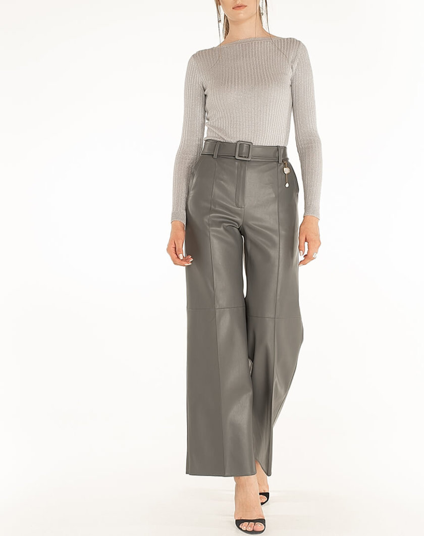 Широкие брюки из эко-кожи Gray WNDR_fw2021_wtgr_08, фото 1 - в интернет магазине KAPSULA