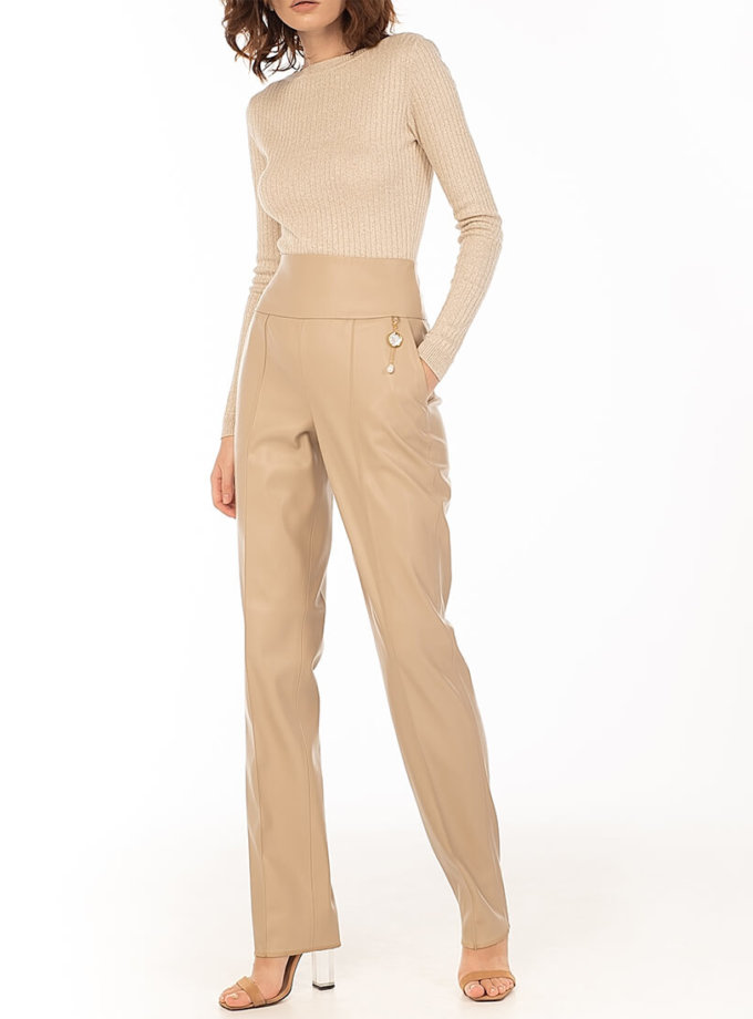 Брюки с завышенной талией из эко-кожи Beige WNDR_fw2021_сtbez_09, фото 1 Брюки с завышенной талией из эко-кожи Beige WNDR_fw2021_сtbez_09, фото 1 - в интернет магазине KAPSULA
