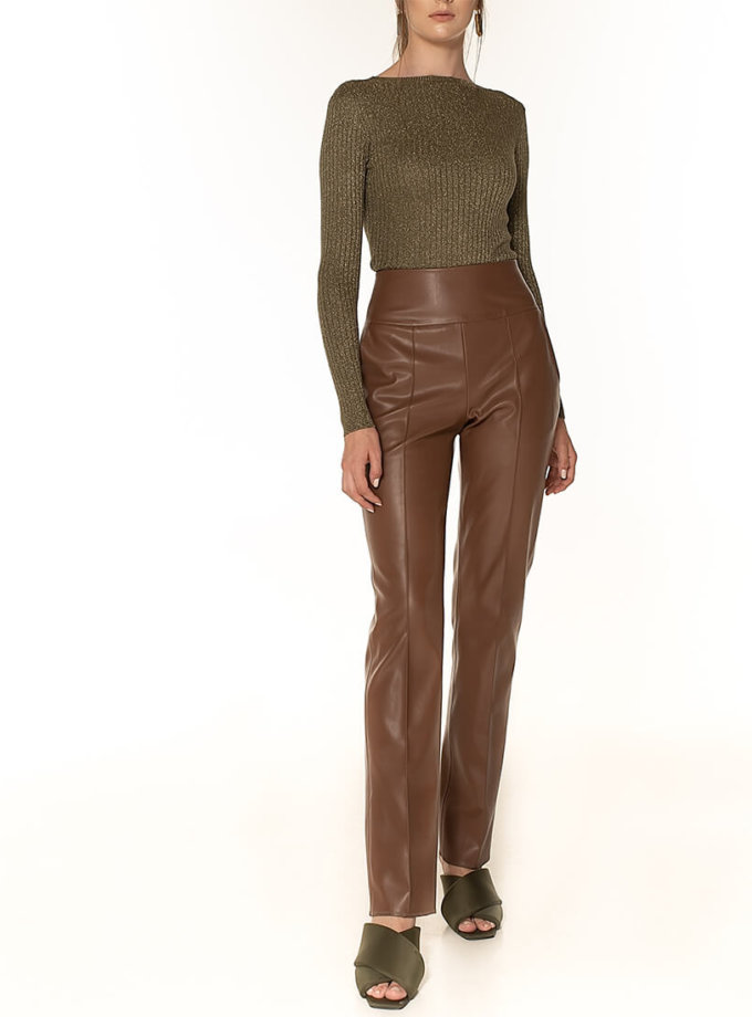 Брюки с завышенной талией из эко-кожи Brown WNDR_fw2021_сtbr_09, фото 1 Брюки с завышенной талией из эко-кожи Brown WNDR_fw2021_сtbr_09, фото 1 - в интернет магазине KAPSULA