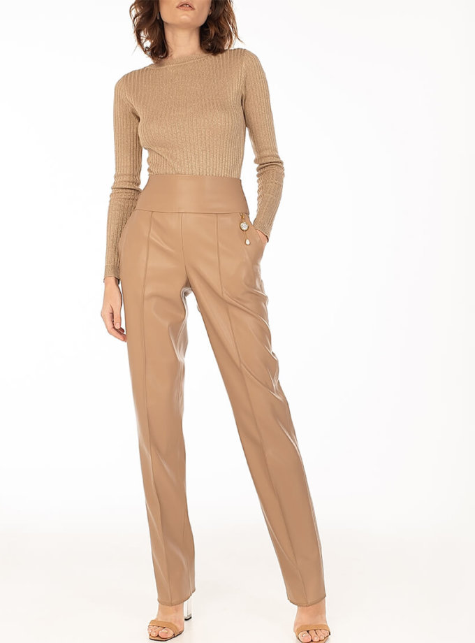 Брюки с завышенной талией из эко-кожи Caramel WNDR_fw2021_сtcar_09, фото 1 Брюки с завышенной талией из эко-кожи Caramel WNDR_fw2021_сtcar_09, фото 1 - в интернет магазине KAPSULA