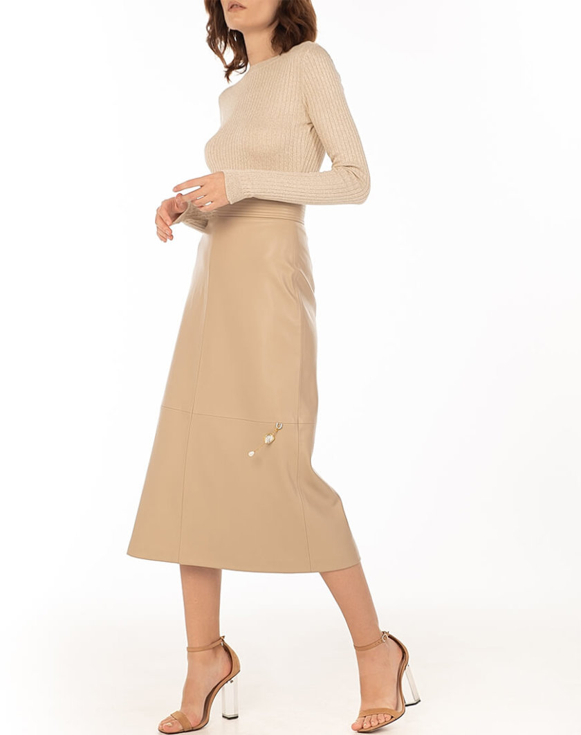 Спідниця-трапеція з еко-шкіри Beige WNDR_fw2021_asbez_06, фото 1 - в интернет магазине KAPSULA