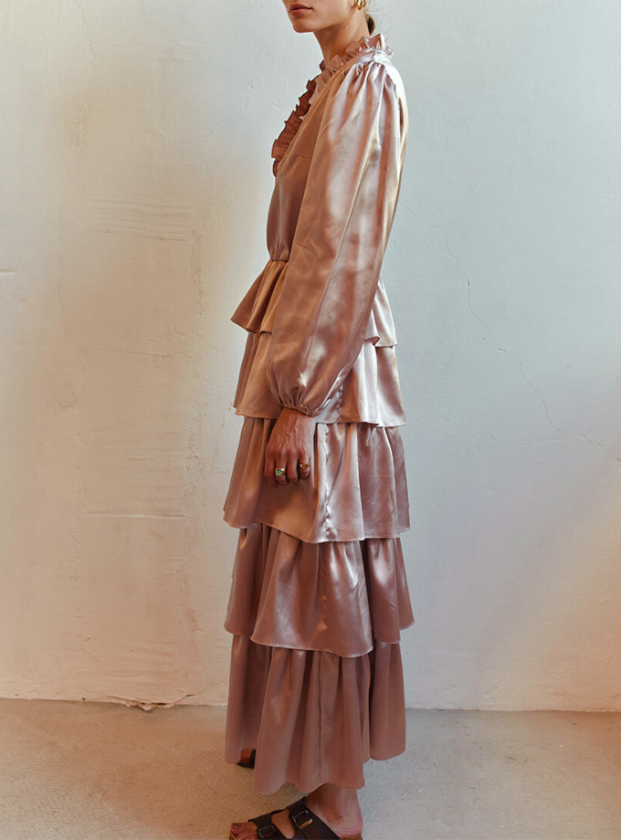 Шелковое платье с воланами AD_140720, фото 1 - в интернет магазине KAPSULA
