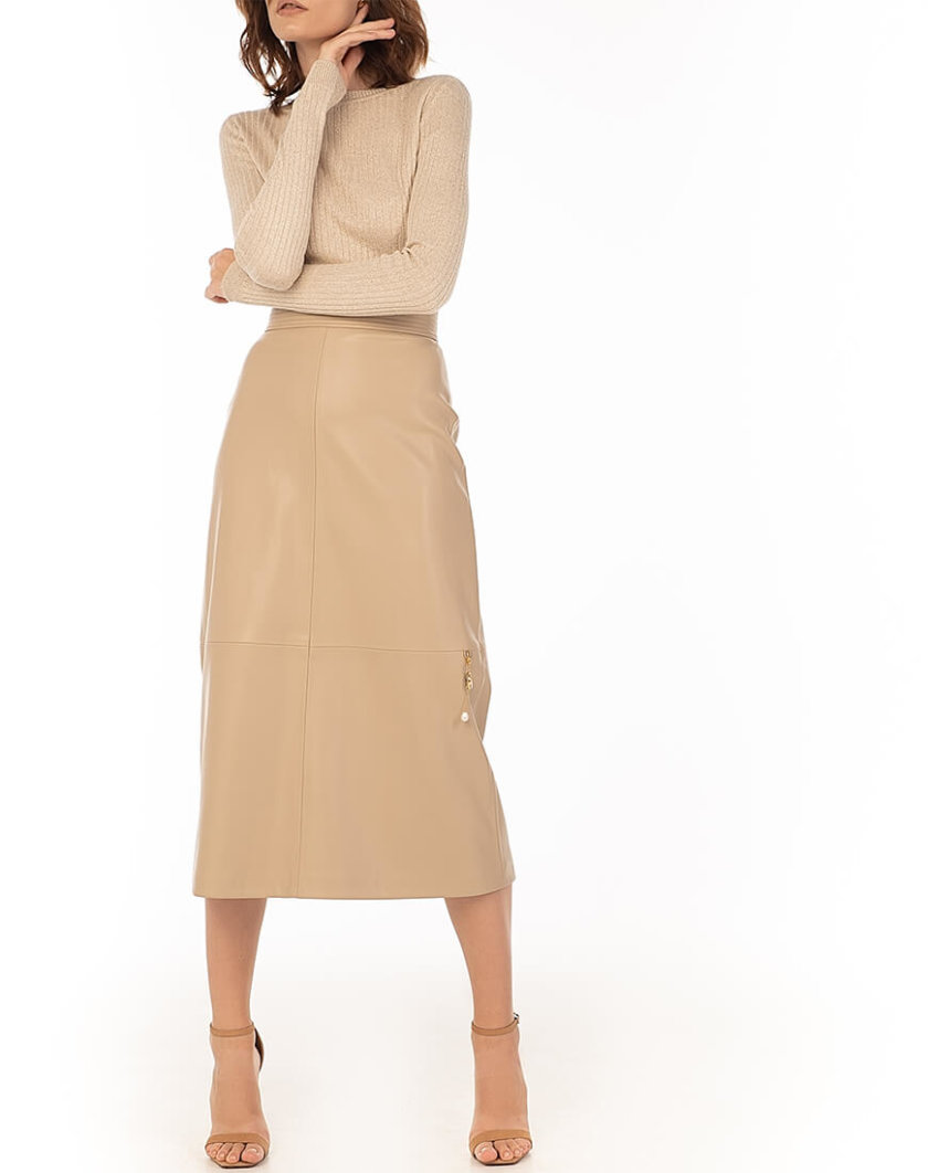 Спідниця-трапеція з еко-шкіри Beige WNDR_fw2021_asbez_06, фото 1 - в интернет магазине KAPSULA