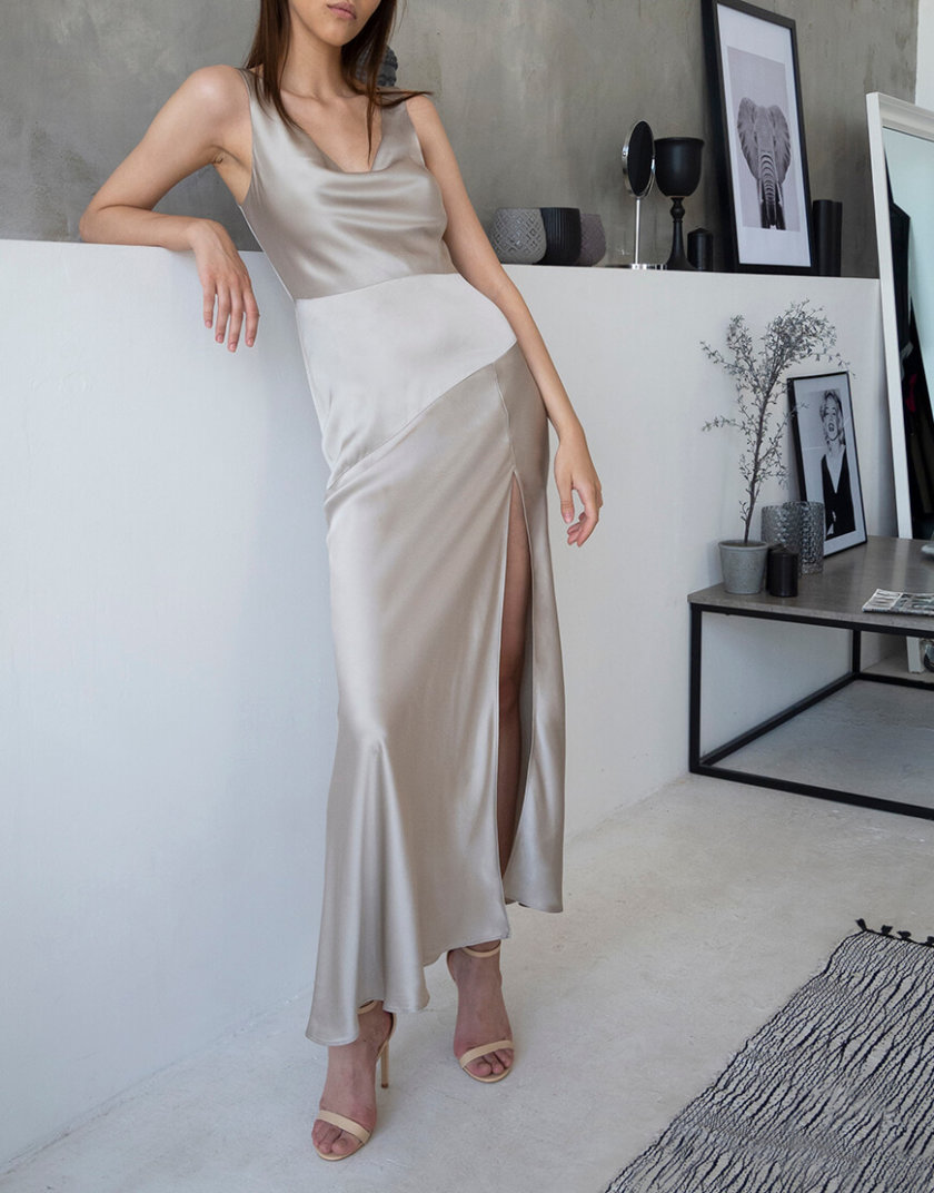 Платье с разрезом на шелковом подкладе BEAVR_BA_SS20_72, фото 1 - в интернет магазине KAPSULA