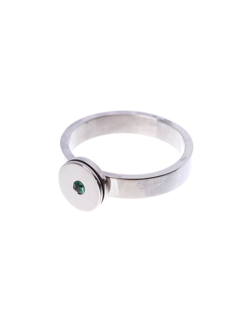 Кольцо двухъярусное из серебра с изумрудом LGV_dot012, фото 1 - в интернет магазине KAPSULA