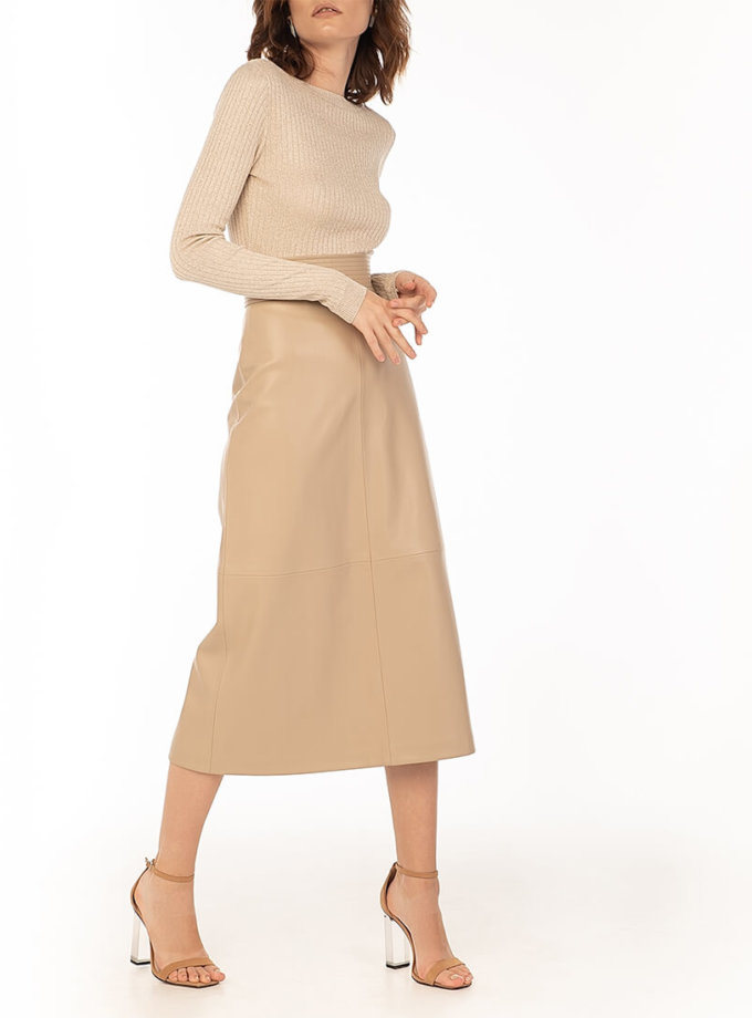 Юбка-трапеция из эко-кожи Beige WNDR_fw2021_asbez_06, фото 1 Юбка-трапеция из эко-кожи Beige WNDR_fw2021_asbez_06, фото 1 - в интернет магазине KAPSULA