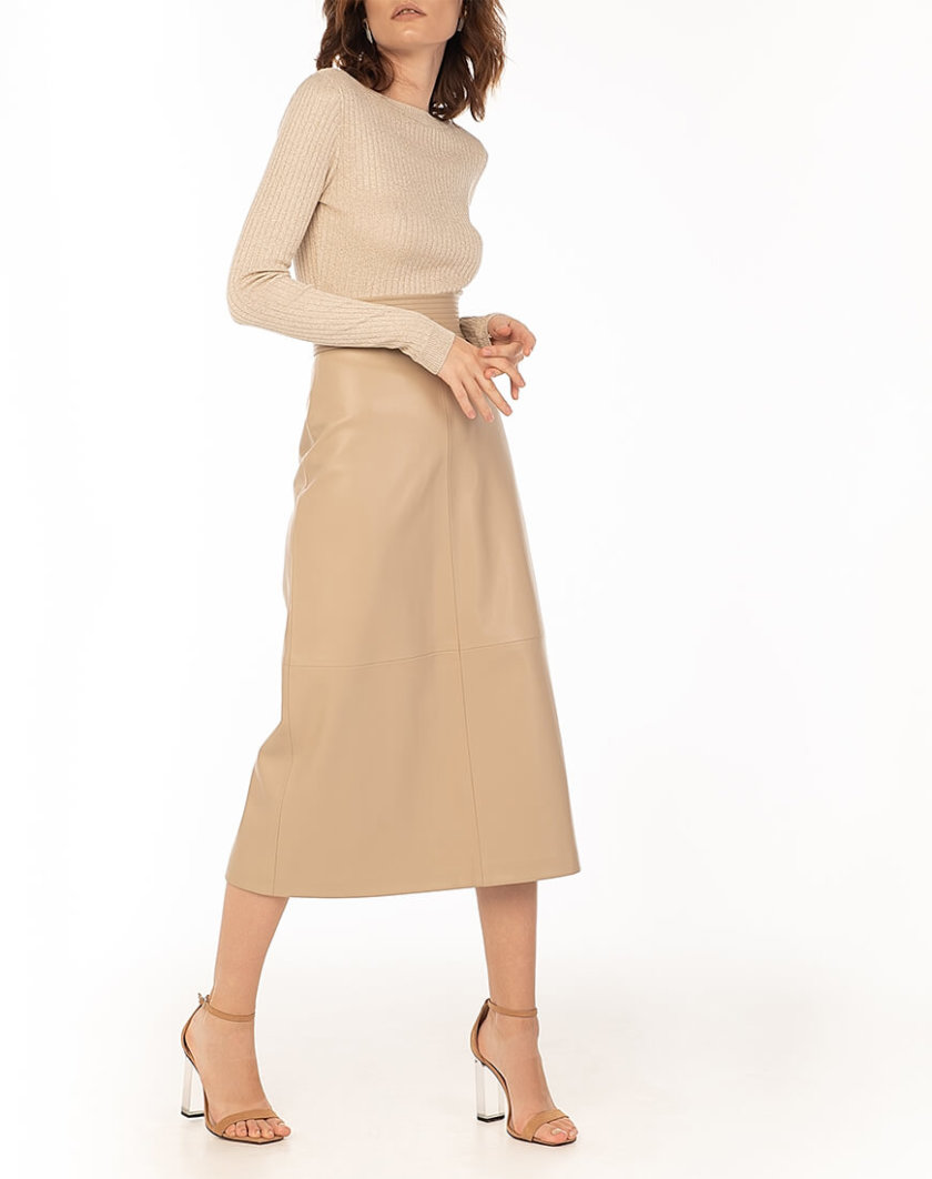 Спідниця-трапеція з еко-шкіри Beige WNDR_fw2021_asbez_06, фото 1 - в интернет магазине KAPSULA