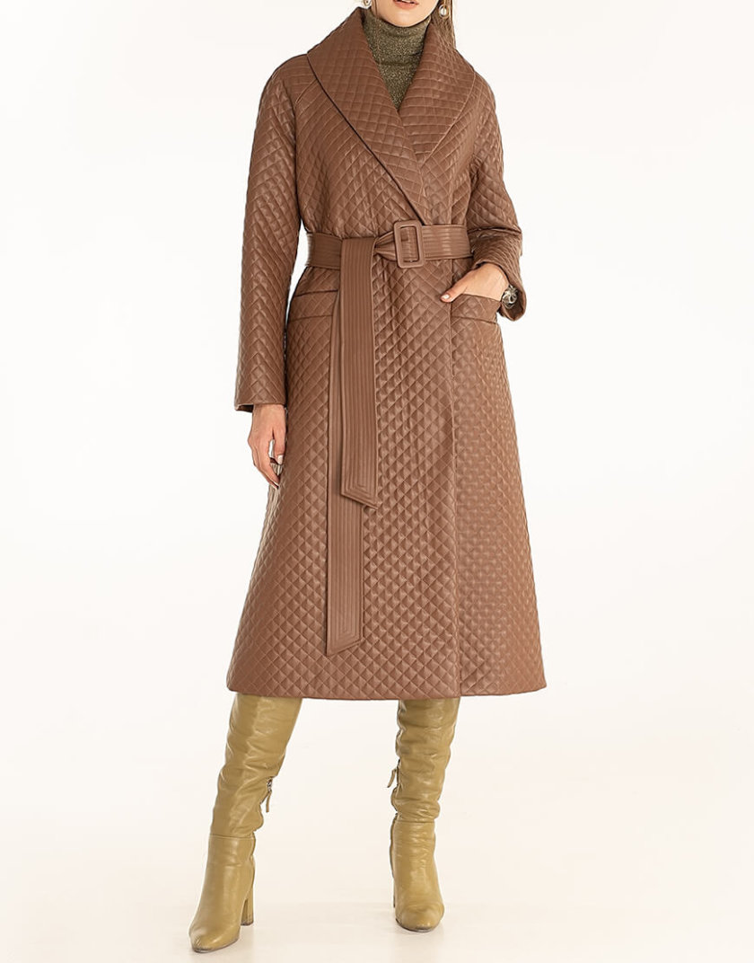 Стеганое пальто из эко-кожи Brown WNDR_fw2021_spbr_02, фото 1 - в интернет магазине KAPSULA