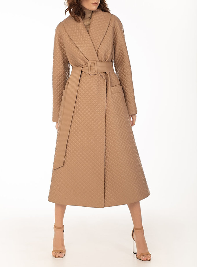Стеганое пальто из эко-кожи Caramel WNDR_fw2021_spcar_02, фото 1 - в интернет магазине KAPSULA