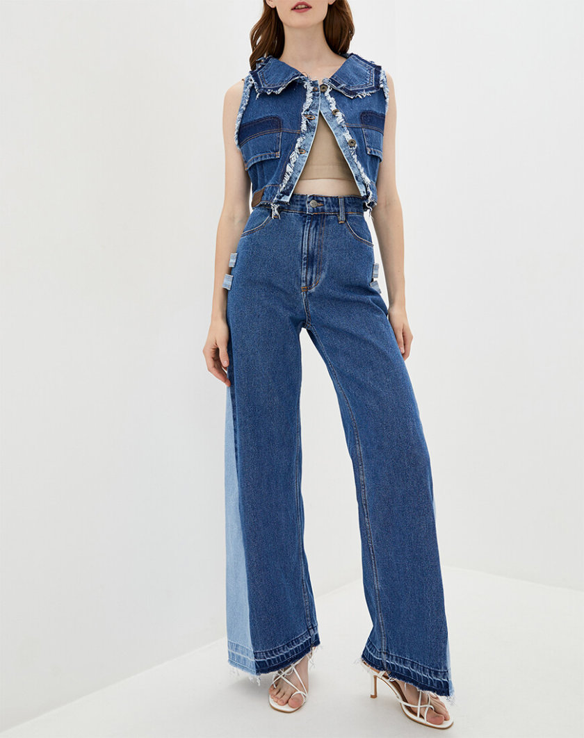 Комбинированные джинсы-клёш WNDM_jk0, фото 1 - в интернет магазине KAPSULA
