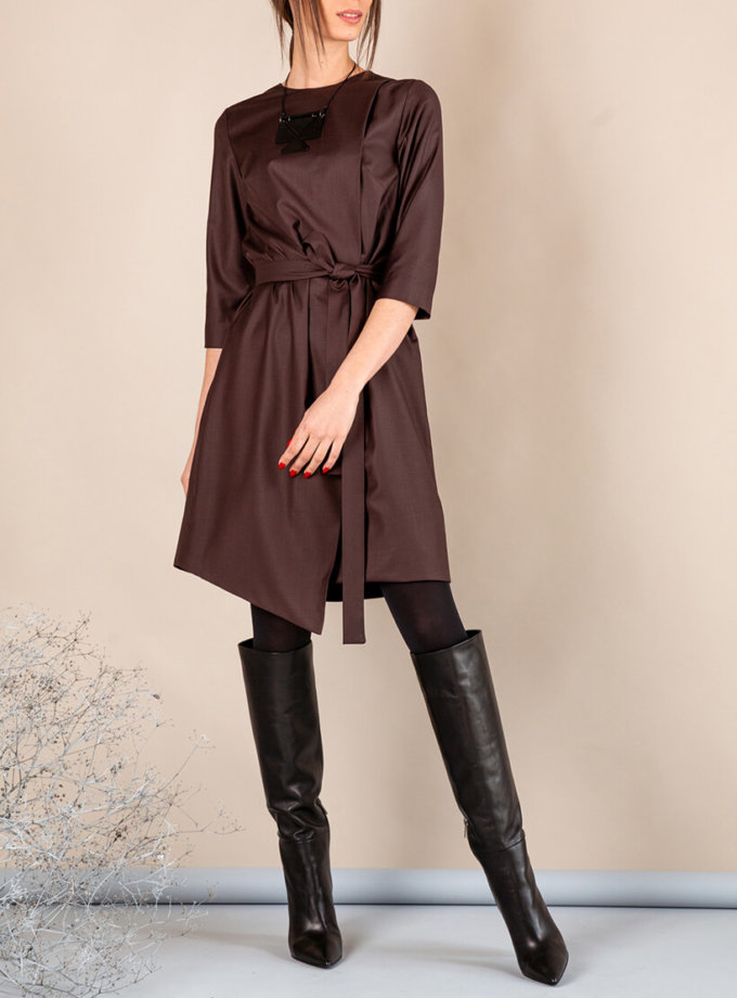 Сукня А-силуету з вирізом ззаду MMT_042b_chocolate, фото 1 - в интернет магазине KAPSULA