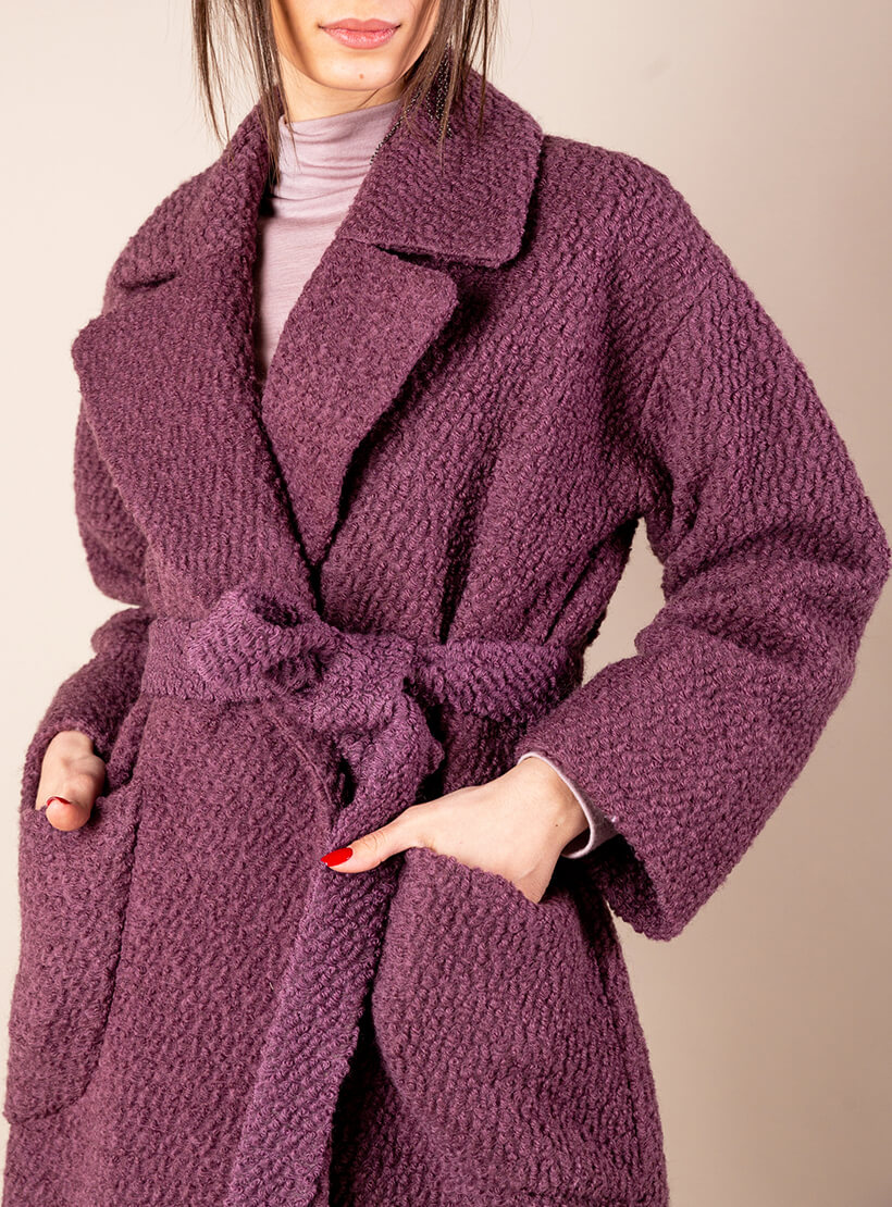 Утепленное пальто из шерсти букле MMT_091_boucle_grapes, фото 1 - в интернет магазине KAPSULA
