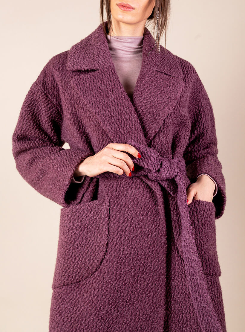 Утепленное пальто из шерсти букле MMT_091_boucle_grapes, фото 1 - в интернет магазине KAPSULA