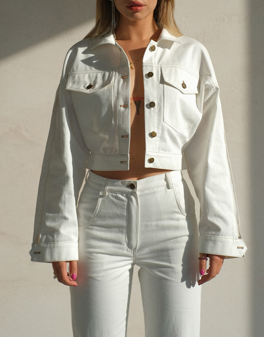 Укороченная куртка из денима MSY_denim_jacket_white, фото 1 - в интернет магазине KAPSULA