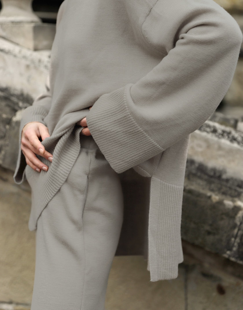 Костюм из шерсти с широкими брюками FRBC_FBКTov-beige, фото 1 - в интернет магазине KAPSULA