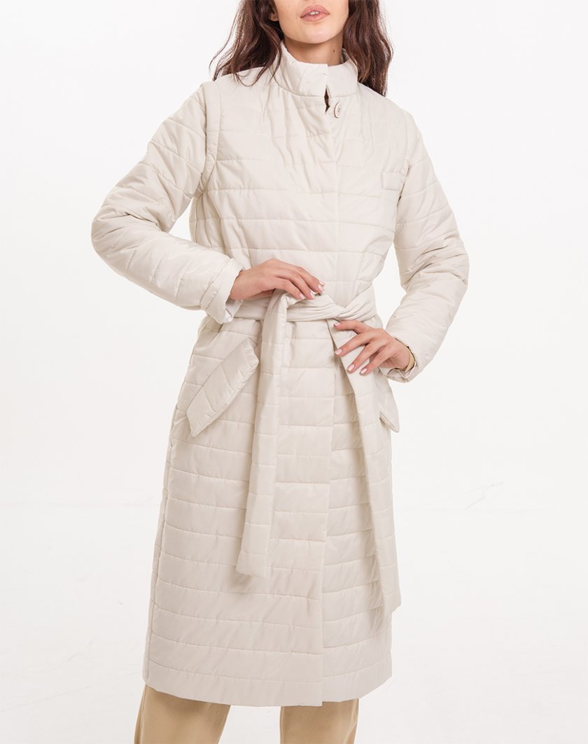 Стеганное пальто со съемными рукавами XM_Nat_16, фото 1 - в интернет магазине KAPSULA