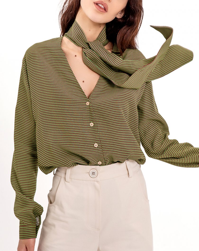 Блуза с декоративным шарфом XM_Nat_3, фото 1 - в интернет магазине KAPSULA