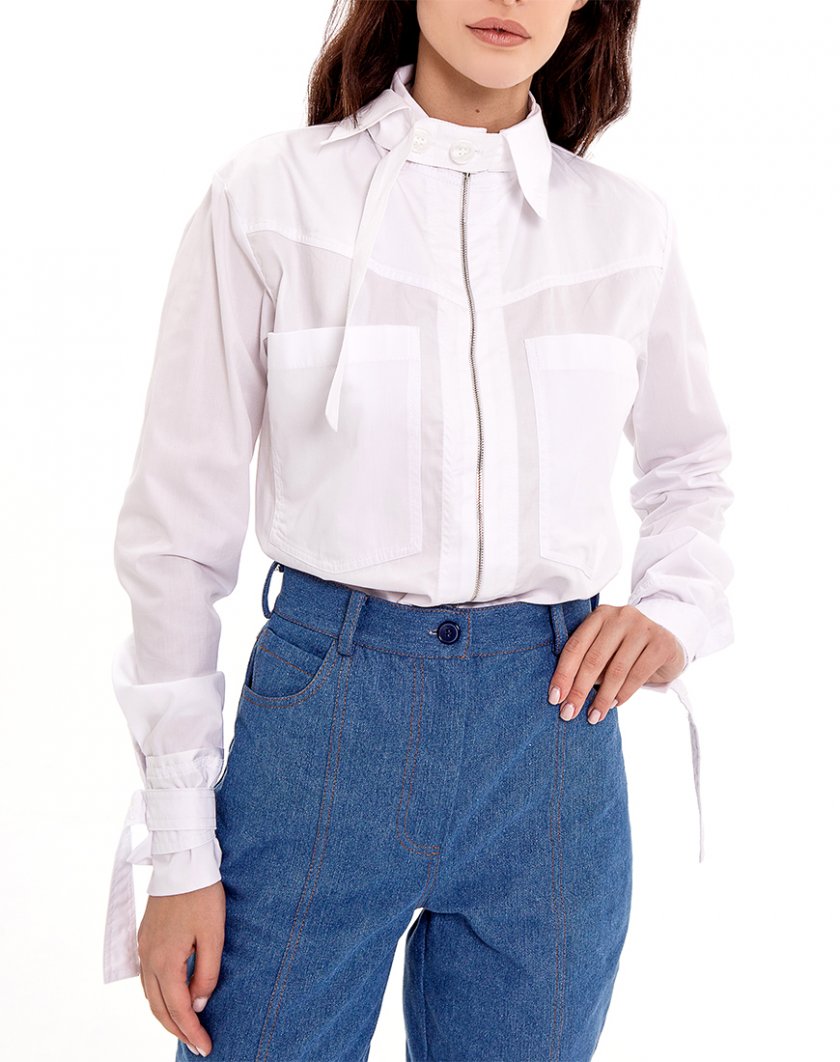 Хлопковая рубашка со съемным воротником XM-Nat_11, фото 1 - в интернет магазине KAPSULA