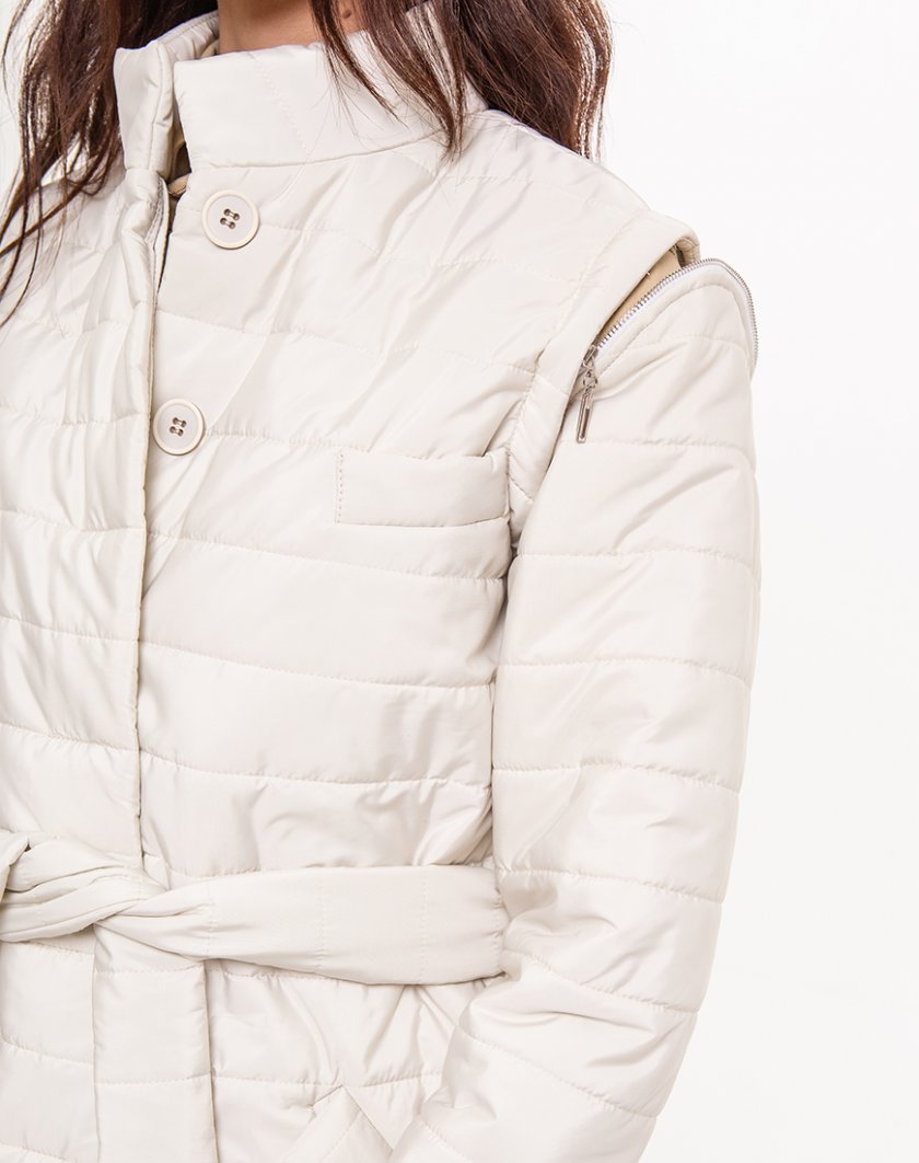 Стеганное пальто со съемными рукавами XM_Nat_16, фото 1 - в интернет магазине KAPSULA