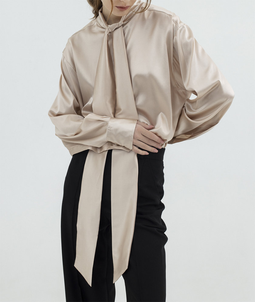 Шелковая блуза с лентами IR_FW20_SM_032, фото 1 - в интернет магазине KAPSULA