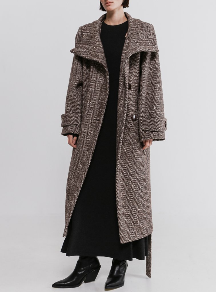 Пальто из шерсти с воротником стойка — KAPSULA. Без подібних