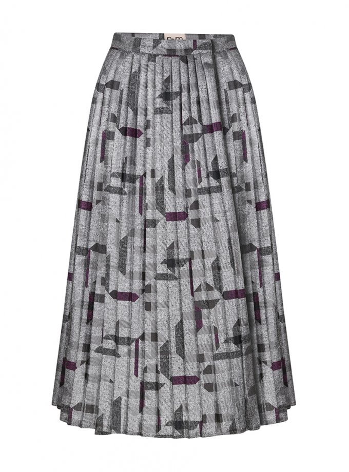 Серебристая юбка в принт NM_367-skirt, фото 1 - в интернет магазине KAPSULA