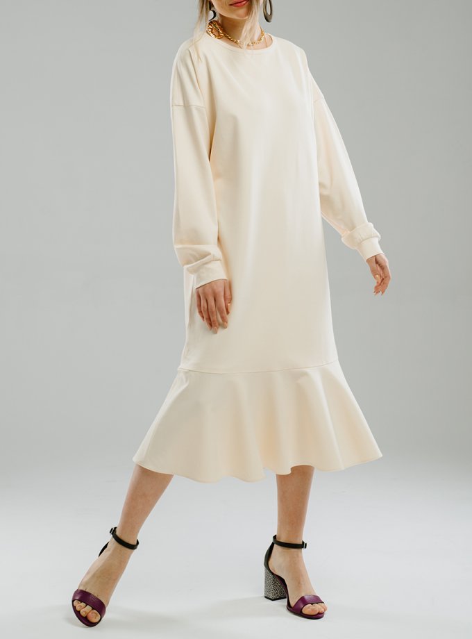 Платье миди с воланом MNTK_MTS2104, фото 1 - в интернет магазине KAPSULA