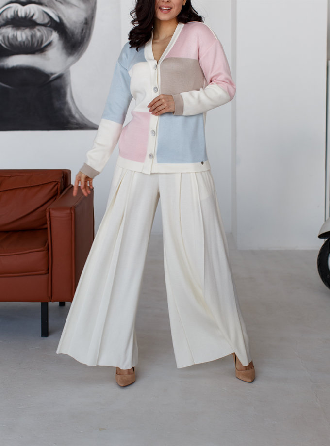Широкие брюки с карманами NBL_2101-TROUSPLEATMILK, фото 1 - в интернет магазине KAPSULA