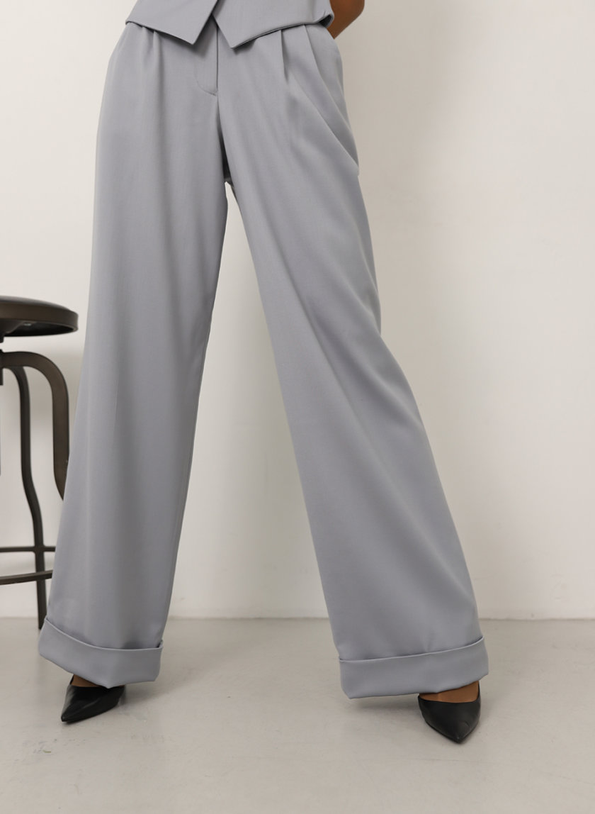 Широкие брюки из шерсти RVR_REFW20-1010GR, фото 1 - в интернет магазине KAPSULA