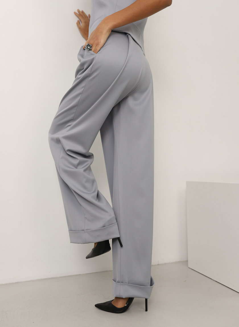 Широкие брюки из шерсти RVR_REFW20-1010GR, фото 1 - в интернет магазине KAPSULA