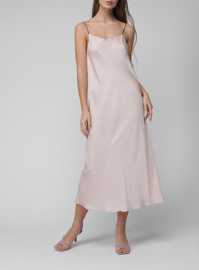Шовкова сукня міді на тонких бретельках MISS_DR-036-pink-comb, фото 1 Шовкова сукня міді на тонких бретельках MISS_DR-036-pink-comb, фото 1 - в интернет магазине KAPSULA