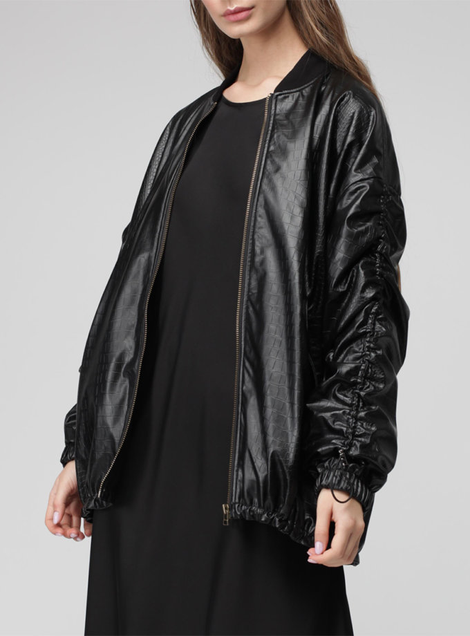 Куртка oversize из эко-кожи MISS_JA-009-black, фото 1 - в интернет магазине KAPSULA
