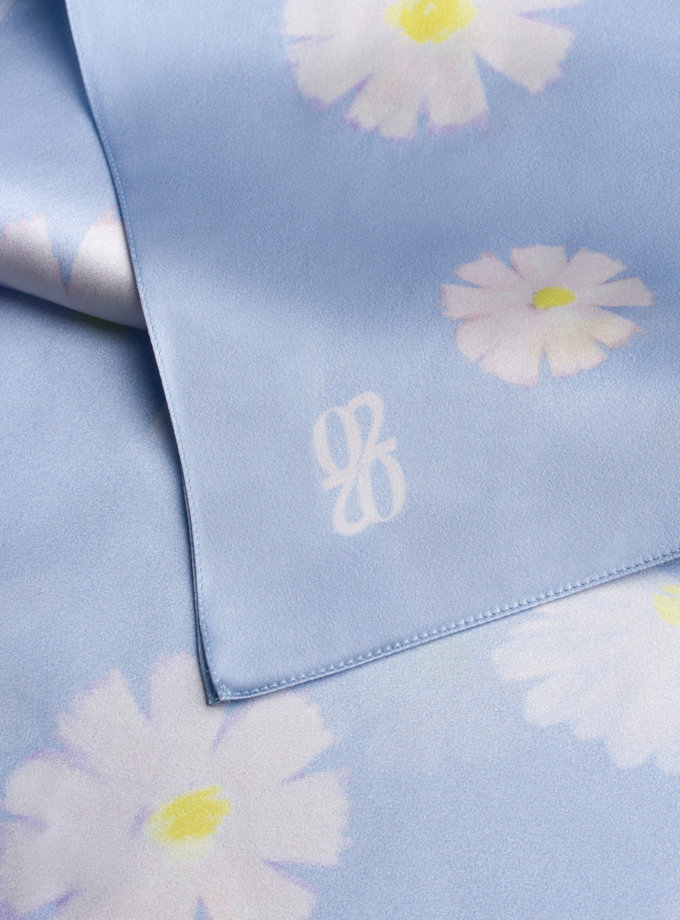Шелковый платок с эксклюзивным принтом 100х100 см 0202_30039-3, фото 1 - в интернет магазине KAPSULA