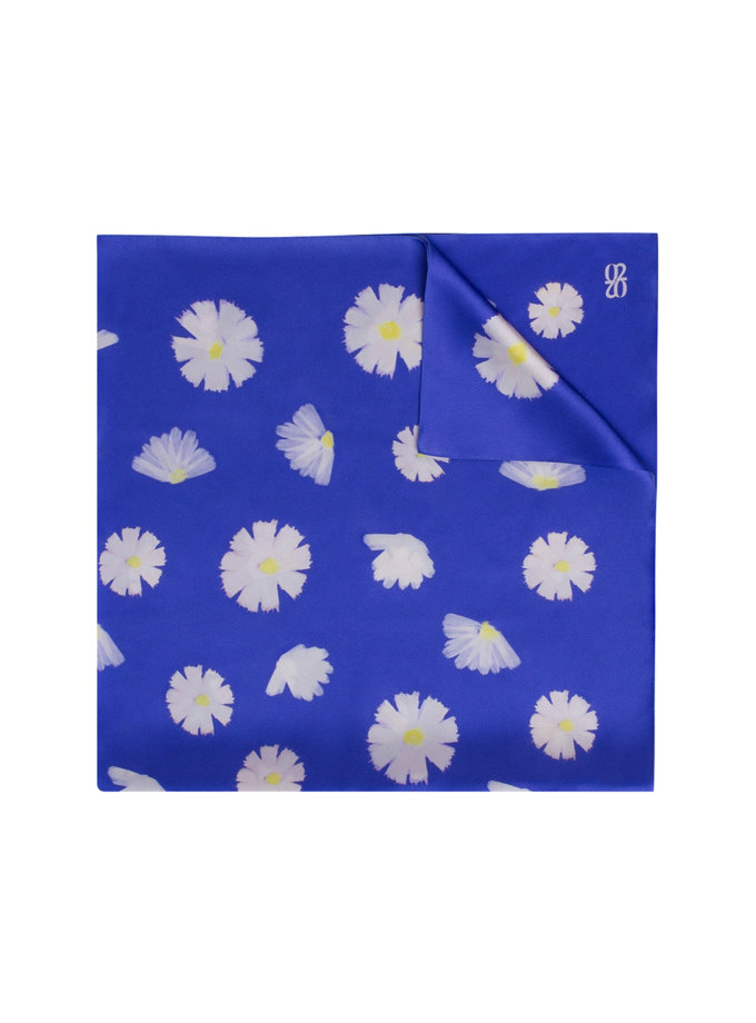 Шелковый платок с эксклюзивным принтом 100х100 см KNIT_30039-5, фото 1 - в интернет магазине KAPSULA